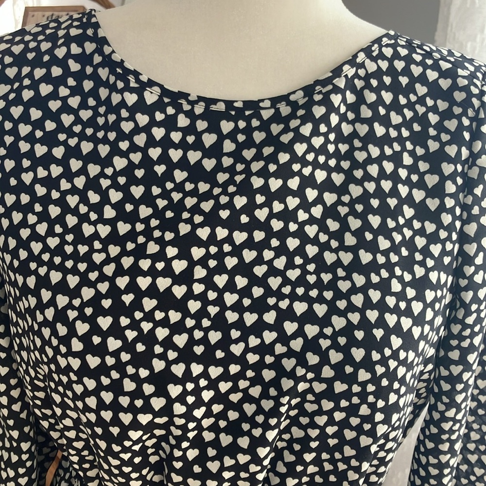 J Crew heart print elastic waist cute long sleeve dress work school EUC 2 love - Picture 2 of 13